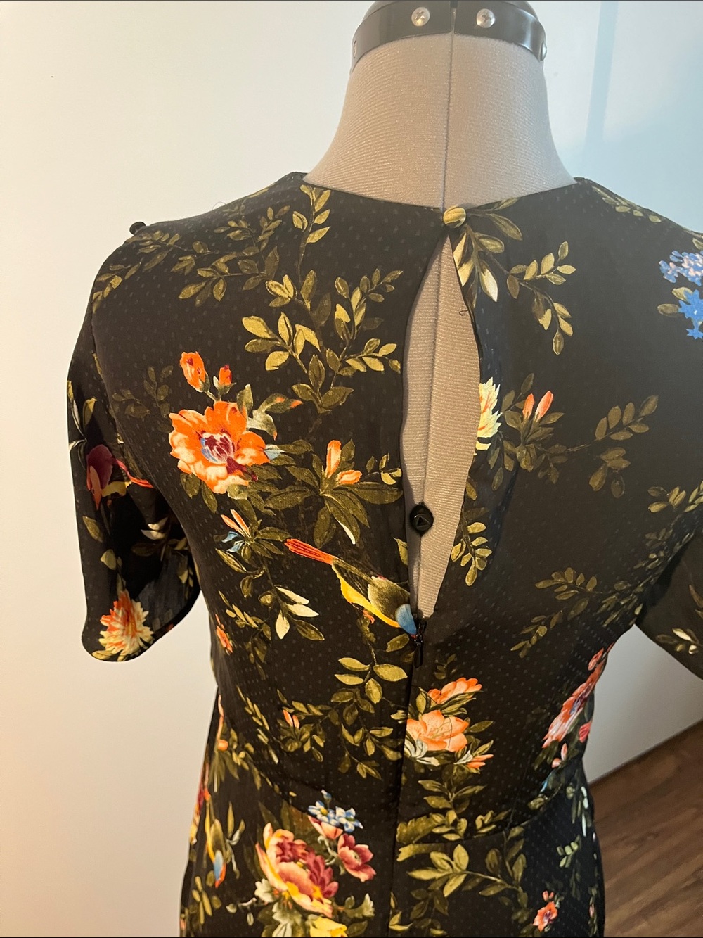 H&M Black Floral Midi Dress with Multicolor Blooms - Picture 5 of 9